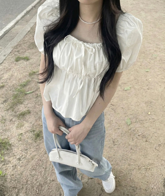 White Frill Top