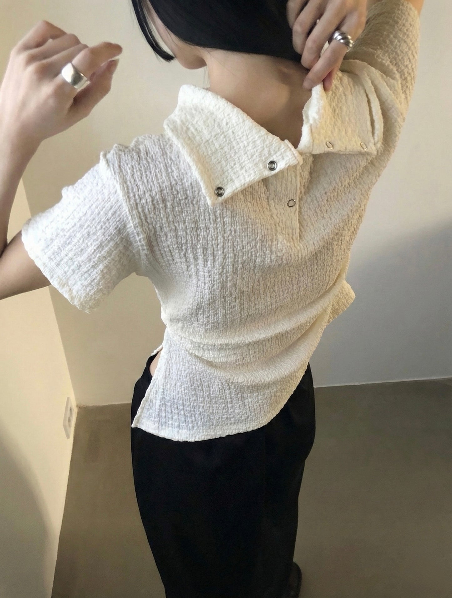 Crinkle Side Split top