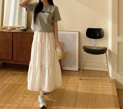 Tiered White Long Skirt