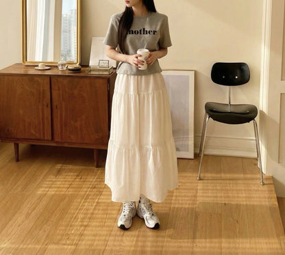 Tiered White Long Skirt