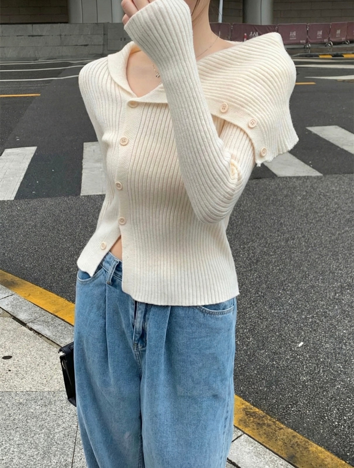 Off Shoulder Ribbed Knit