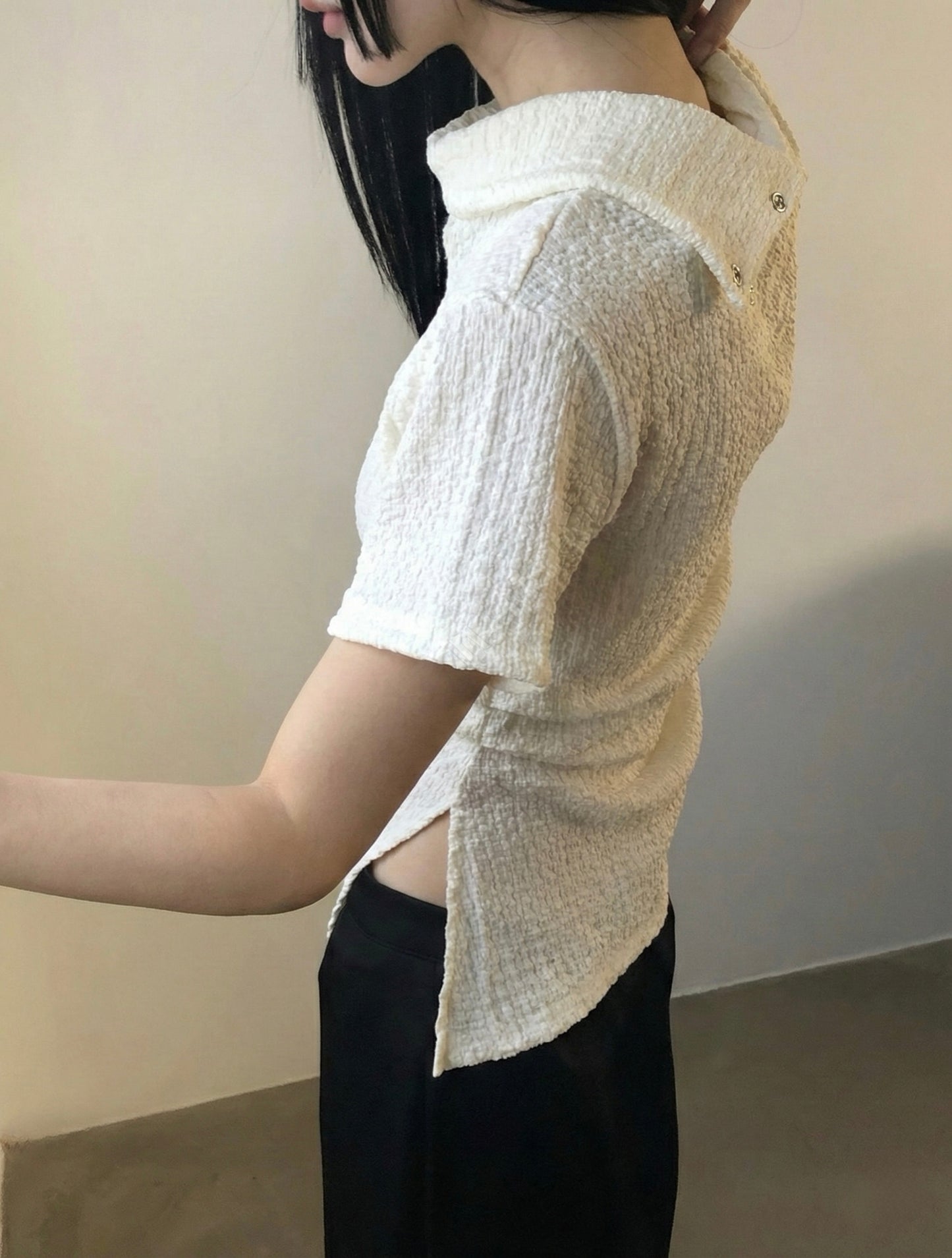 Crinkle Side Split top