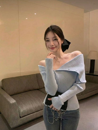 Off Shoulder Ribbed Knit