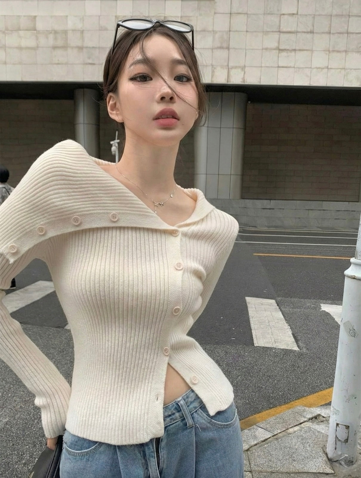 Off Shoulder Ribbed Knit