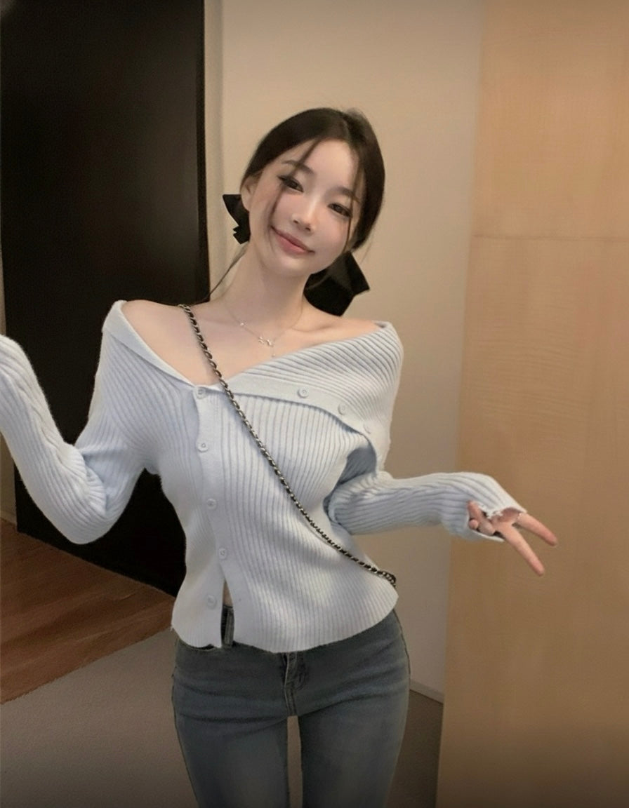 Off Shoulder Ribbed Knit